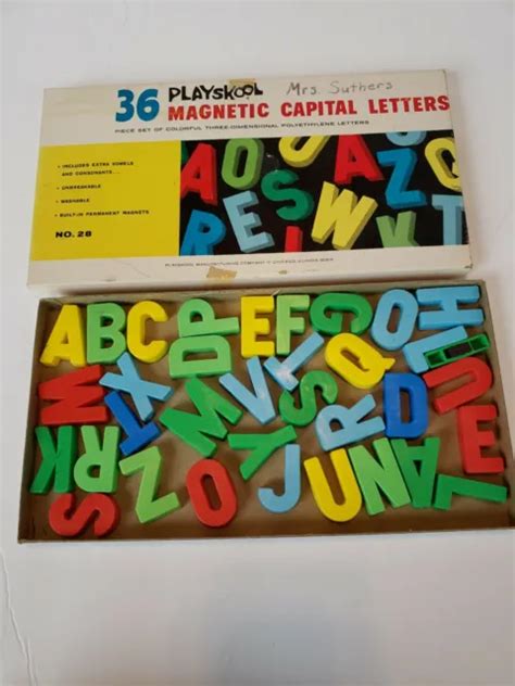 Vintage Playskool Magnetic Capital Letters Alphabet Set Original Box 35