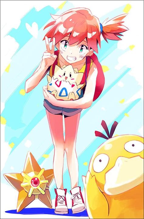 Misty And Her Togepi Her Staryu And Her Psyduck Misty Togepi Staryu Psyduck Nintendo