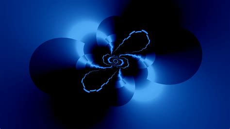 Wallpaper Ilustrasi Seni Digital Gelap Abstrak Biru Fraktal Lingkaran Cahaya Bunga