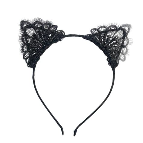 women new fashion black lace cat ears headband wedding photography portrait style hair hoop in