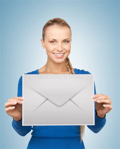 Businesswoman With White Envelope Stock Image Image Of Delivery