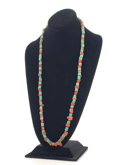 Lot Vintage Turquoise Red Coral Necklace
