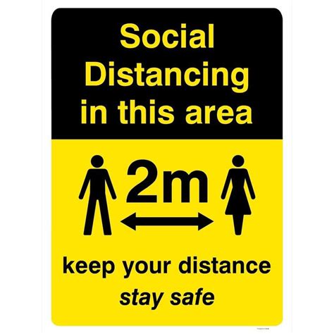 Social Distancing In Area Keep Your Distance 2 Metre Sign Portrait