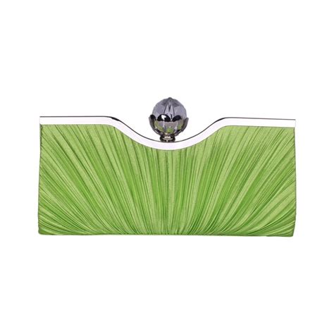 Lime Green Satin Pleated Clutch Bag With Crystal Clasp £2999 By