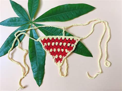 Hand Crochet Bikini Bottom Microkini Thong Boho Monokini Etsy