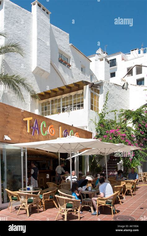 Harbourfront Cafe In The Marina At Puerto Banus Near Marbella Costa