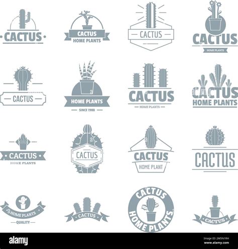 Cactus Logo Icons Set Simple Illustration Of 16 Cactus Logo Vector