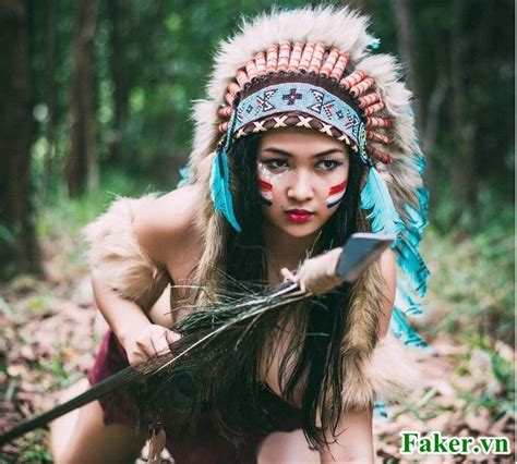 Wild Nude Beautyful Vietnamese Girl In Tribal Cosplay