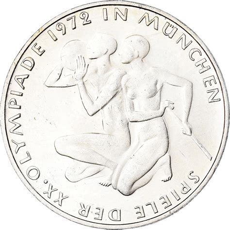 Coin Germany Federal Republic 10 Mark 1972 Karlsruhe Au50 53 Silver