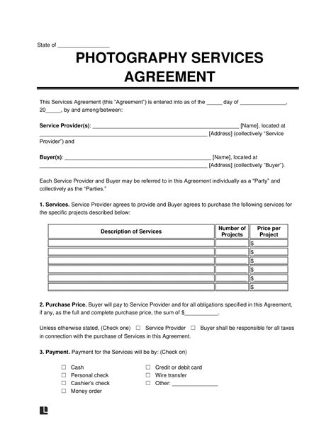 Free Photography Contract Template Pdf And Word