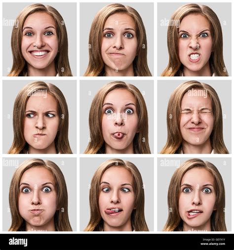 Young Woman Expressing Different Emotions Stock Photo Alamy