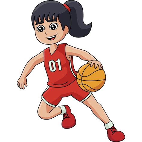 Premium Vector Girl Playing Basketball Cartoon Colored Clipart