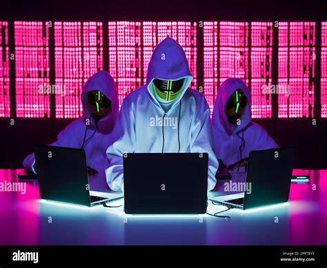 Modernized Hackers Wearing Hoodies Concept Of Hacker Group