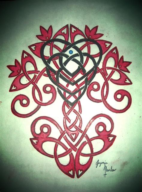 Motherhood Knot Over Celtic Tree Of Life By