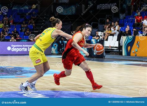 Li Meng In Action During Basketball Match Australia Vs China Editorial