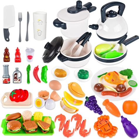 Buy Bala 55pcs Play Kitchen Accessories Kids Cooking Toys Cut Play Food