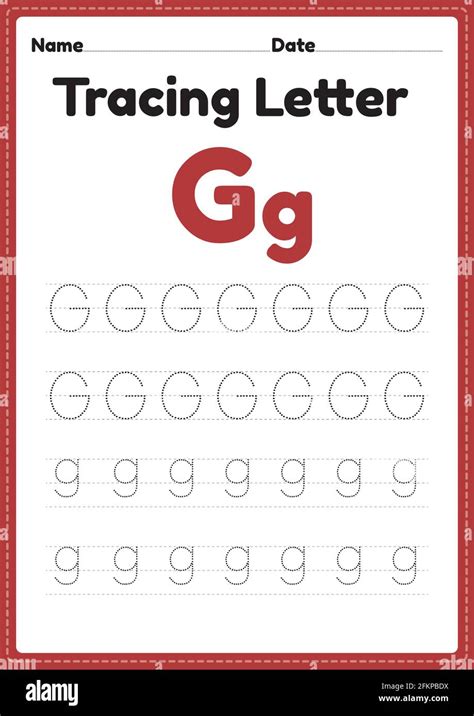 Tracing Letter G Alphabet Worksheet For Kindergarten And Preschool Kids