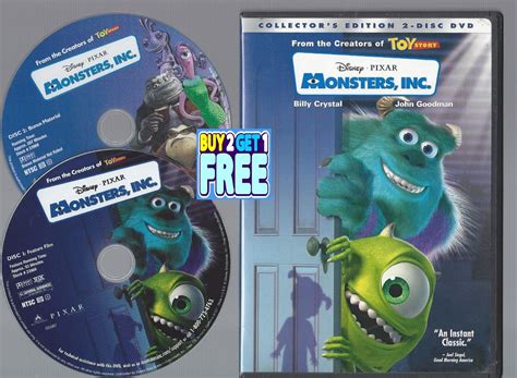 Monsters Inc Dvd 2002 2 Disc Set Collectors Edition Disc And Cover