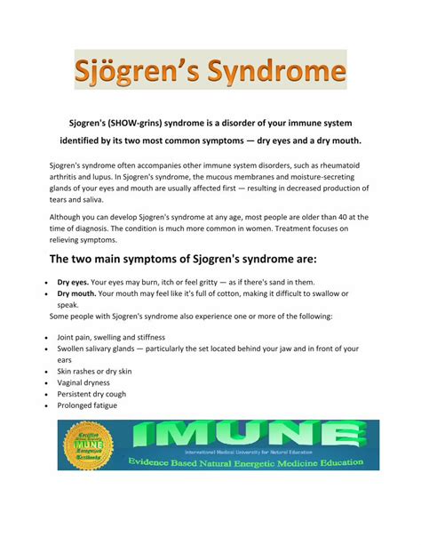 Pdf Sjogrens Show Grins Syndrome Is A Disorder Of Your Immune