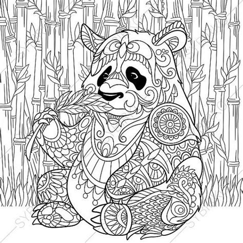 Coloring Pages For Adults Digital Coloring Page Panda Bear Etsy