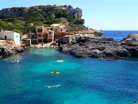 Calas Salmunia Coastline Idyllic Kayak Majorca Mallorca Sea