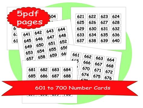 Numbers 601 700 Flash Cardsworksheets Math Digital Download Etsy Canada