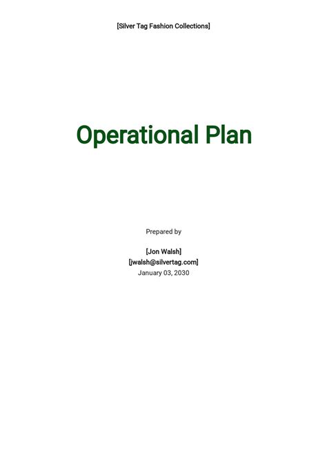 Free Operational Plan Templates In Microsoft Word Doc