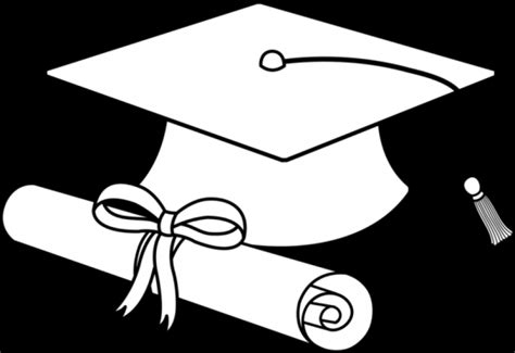 Graduation Cap Diploma Clipart Black And White Clipart