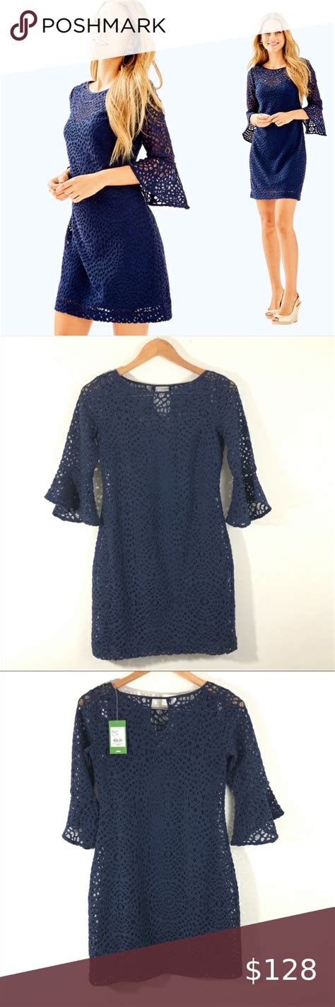 Lilly Pulitzer Navy Fontaine Gyspea Lace Dress Xs New Lilly Pulitzer