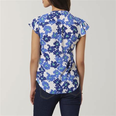 Simply Styled Womens Flutter Sleeve Blouse Floral