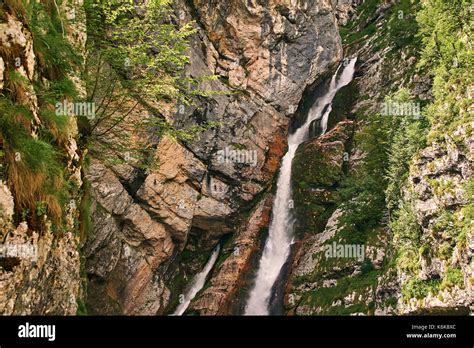 Waterfall Slap Savica In Triglav National Park Near Lake Bohinj