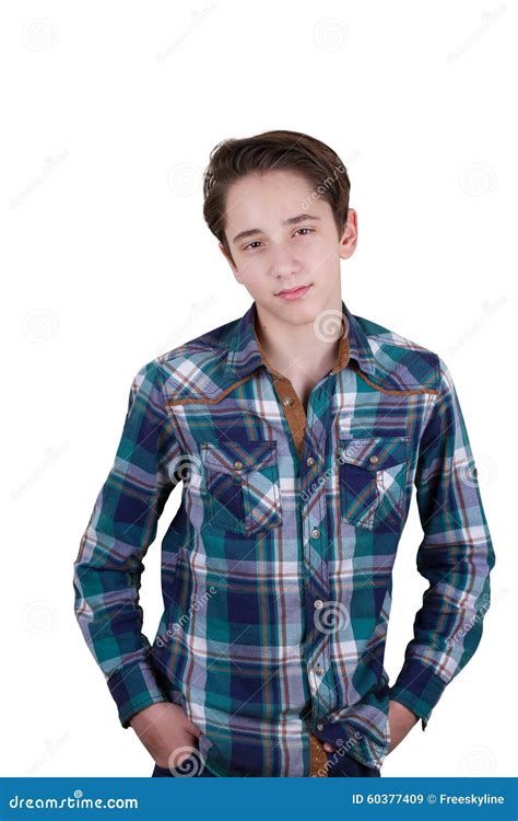 Portrait Of Attractive Teen Boy Being Photographed In A Studio