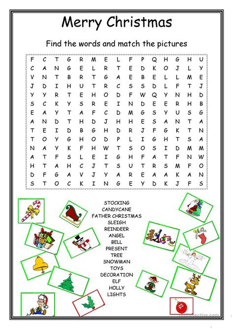 Our christmas printables are great for home and in the classroom! Christmas Wordsearch worksheet - Free ESL printable ...