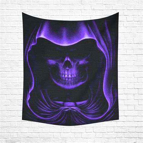 Indigo Grim Reaper Black Light Altar Cloth Cotton Linen Wall Tapestry