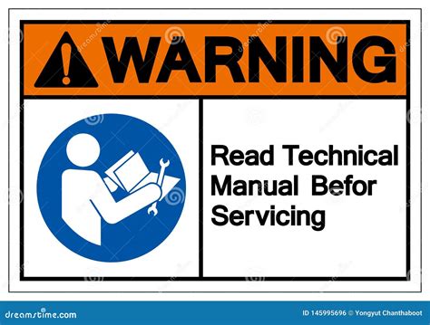 Warning Read Technical Manual Before Servicing Symbol Sign Vector