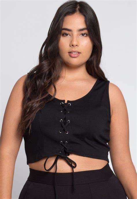Plus Size Crop Lace Up Tank Top Wet Seal Plus Size Summer Outfit