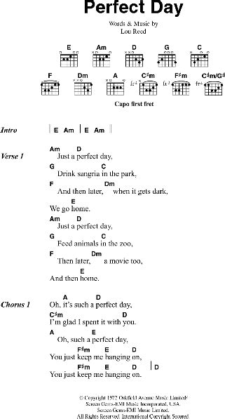 See your chords appearing on the chords easy main page and help other guitar players. Perfect Day - Guitar Chords/Lyrics | zZounds