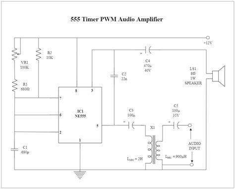 555 Timer Pwm Audio Circuit Diagram Edrawmax Template