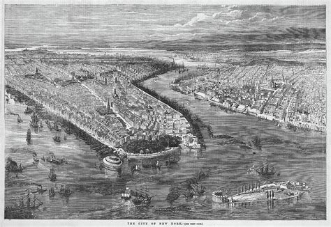 Old Map Of Birds Eye View Of New York City 1855 Photograph By Dusty