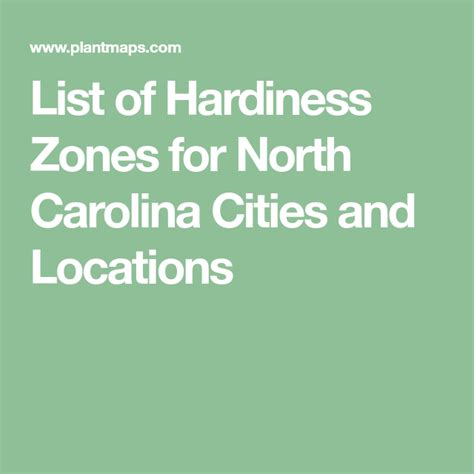 List Of Hardiness Zones For North Carolina Cities And Locations Idaho