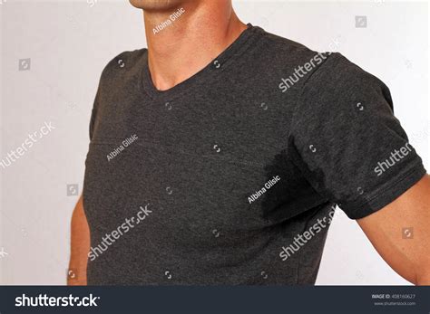 Sport Man Armpit Sweating Transpiration Stain Stock Photo 408160627