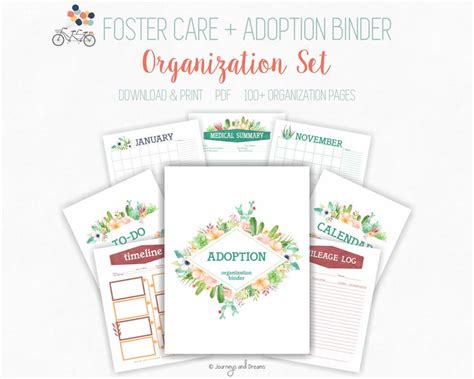 Foster Care Adoption Organization Binder 100 Pages 85 Etsy