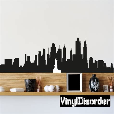 New York Skyline With Statue Of Liberty Decal Vinyl Wall Decals Wall
