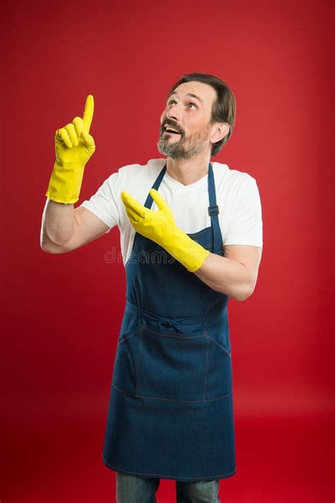 Bearded Guy Cleaning Home On Guard Of Cleanliness And Order Cleaning Service And Household