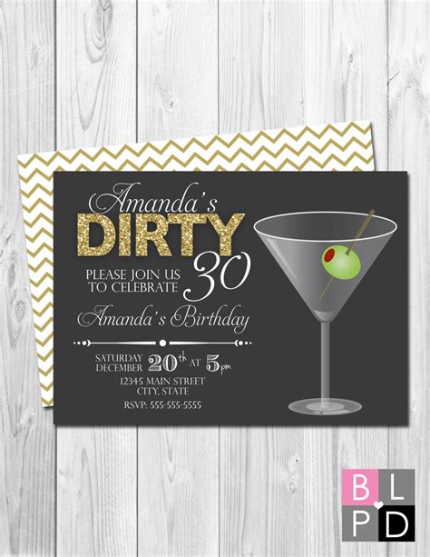 Dirty Thirty Birthday Party Invitation Dirty 30 Gold Etsy