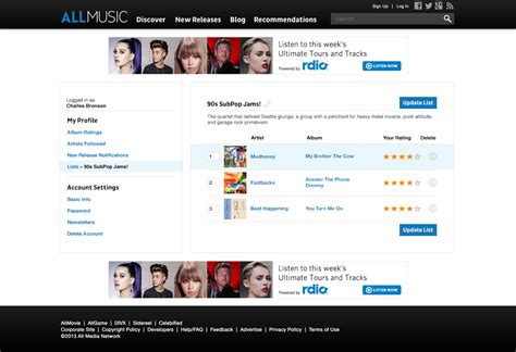 New Allmusic Feature Create Your Own Lists On Allmusic Support For