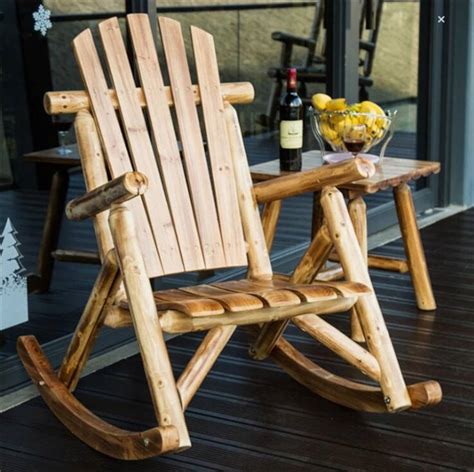 Outdoor Furniture Wooden Rocking Chair Rustic American Country Etsy