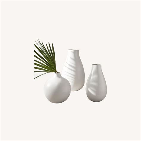 West Elm Pure White Ceramic Vase Set Of 3 Aptdeco