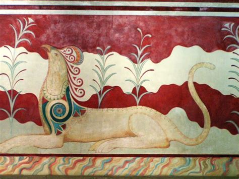 Fresco Of A Griffin In The Palace Of Knossos Crete Dating To The