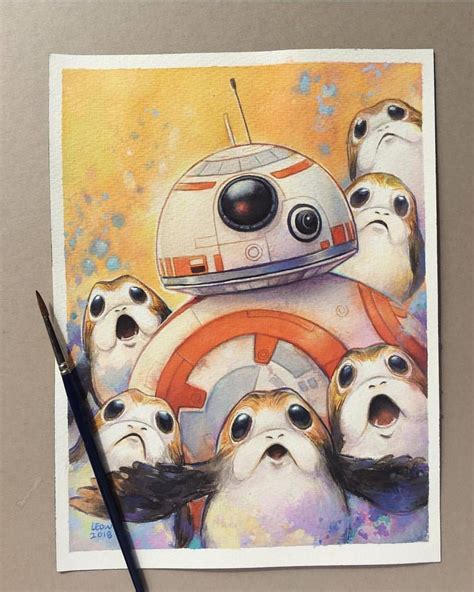 Bb 8 And His Lovable Porg Companions😁 Star Wars Drawings Star Wars Fan
